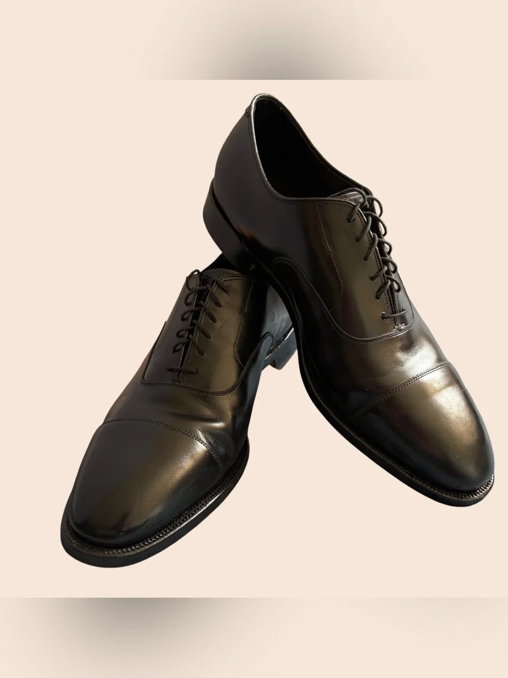 Johnston & Murphy Crown Aristocraft Black Leather Cap-Toe Oxford Dress Shoes